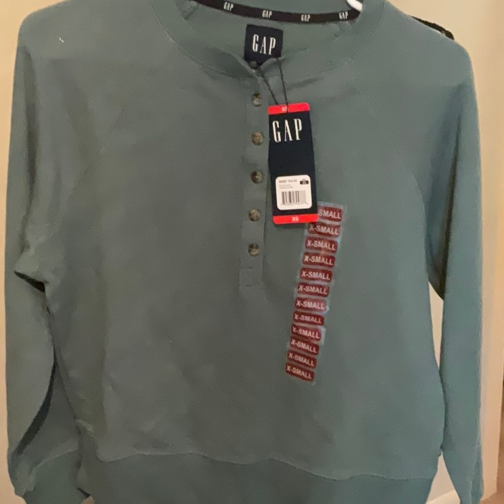 Gap  sage green l/s Henley top. Great for fall.  Size XS